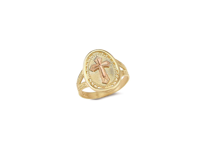Two Tone Plated Cross Ring